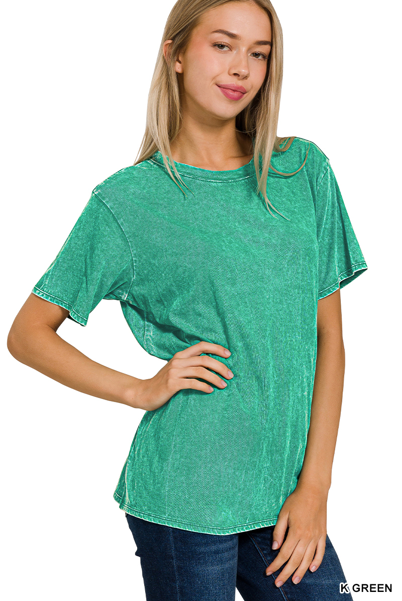MINERAL WASHED SHORT SLEEVE TEE-Top-Zenana-Stuffology - Where Vintage Meets Modern, A Boutique for Real Women in Crosbyton, TX