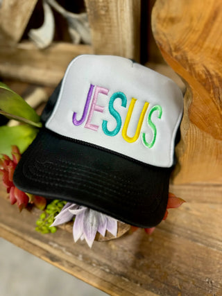 Jesus Embroidered Trucker Hat-Hats-Texas True Threads-Stuffology - Where Vintage Meets Modern, A Boutique for Real Women in Crosbyton, TX
