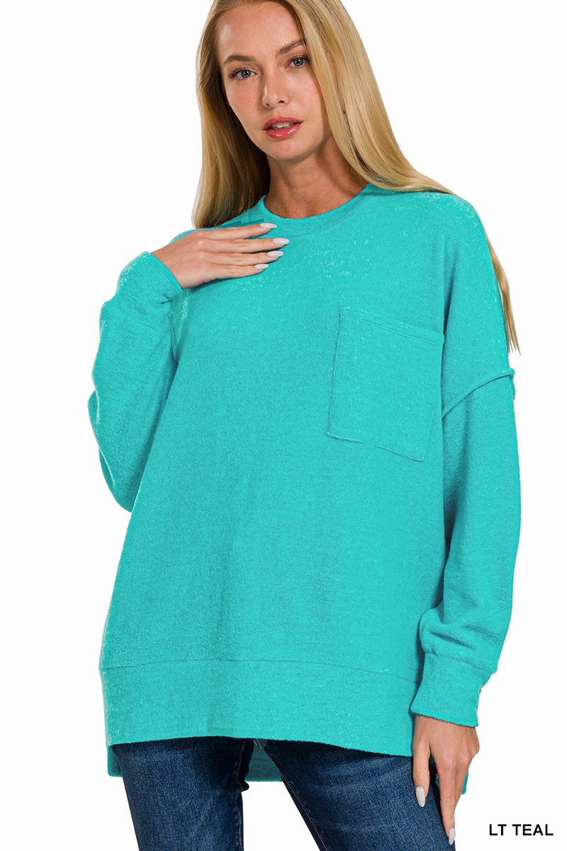 Brushed Melange Drop Shoulder Oversized Sweater-Sweaters-Stuffology Boutique-Stuffology - Where Vintage Meets Modern, A Boutique for Real Women in Crosbyton, TX