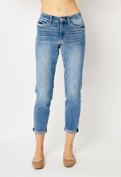 MID RISE CUFFED SLIM JEANS | Stuffology Boutique-Jeans-Judy Blue-Stuffology - Where Vintage Meets Modern, A Boutique for Real Women in Crosbyton, TX