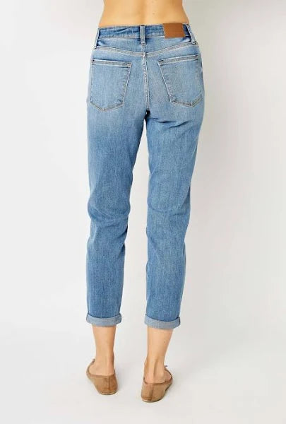 MID RISE CUFFED SLIM JEANS | Stuffology Boutique-Jeans-Judy Blue-Stuffology - Where Vintage Meets Modern, A Boutique for Real Women in Crosbyton, TX