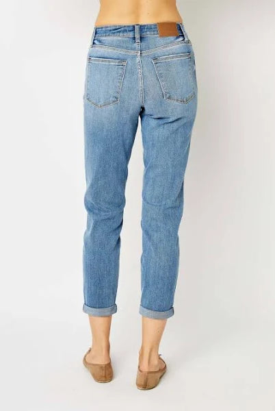 MID RISE CUFFED SLIM JEANS | Stuffology Boutique-Jeans-Judy Blue-Stuffology - Where Vintage Meets Modern, A Boutique for Real Women in Crosbyton, TX