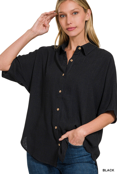 Linen Dolman Sleeve Shirt/Jacket | Stuffology Boutique-Zenana-Stuffology - Where Vintage Meets Modern, A Boutique for Real Women in Crosbyton, TX
