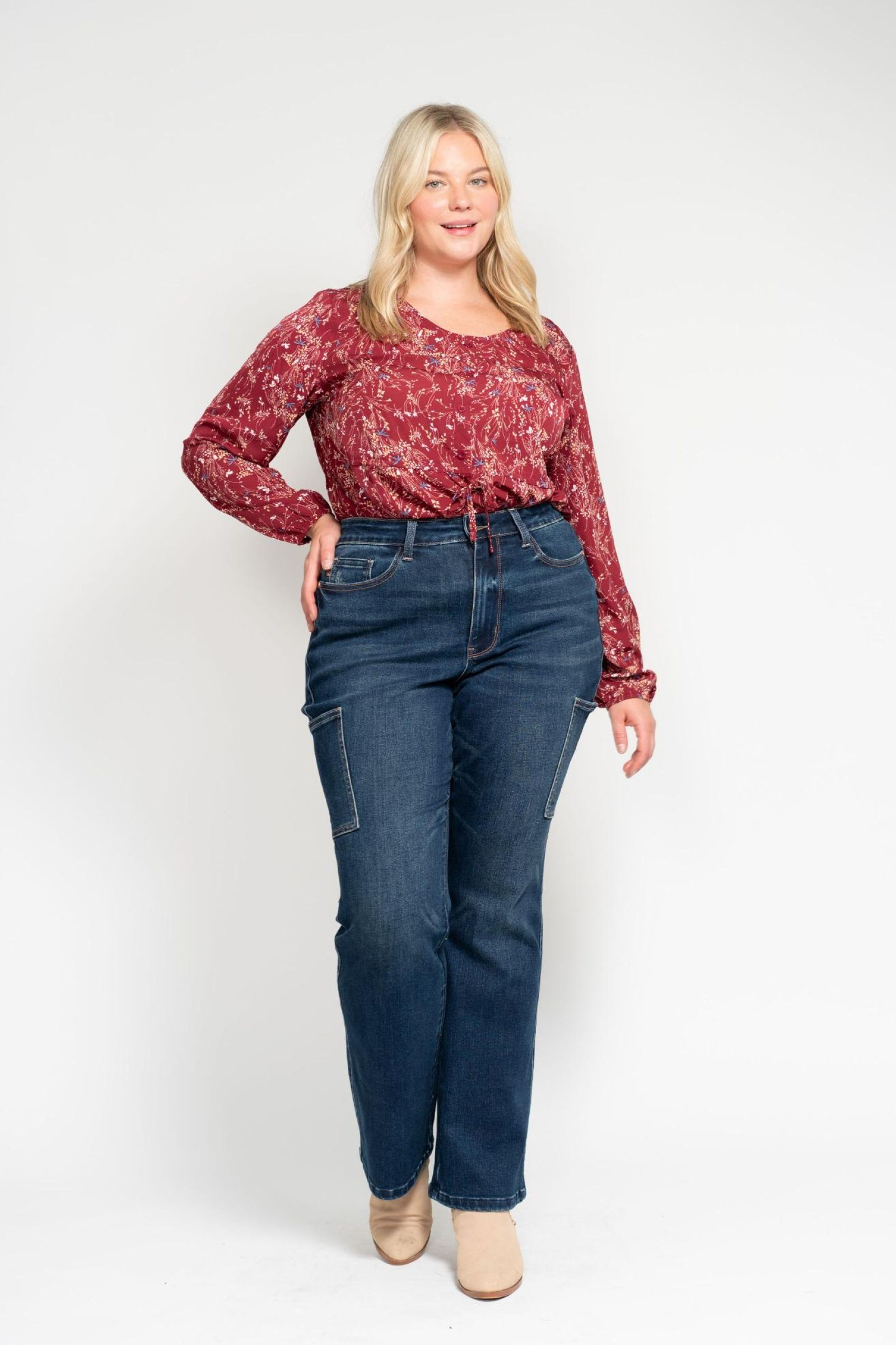 Plus Size Judy Blue High Waist Cargo Bootcut Jeans /Stuffology Boutique-Jeans-Stuffology Boutique-Stuffology - Where Vintage Meets Modern, A Boutique for Real Women in Crosbyton, TX