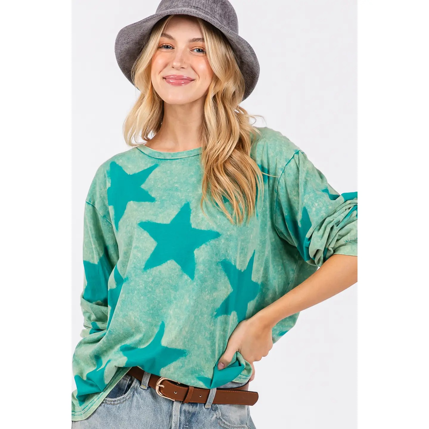 Mineral Wash Star Graphic Print Top /Stuffology Boutique-TOP-Sage + Fig-Stuffology - Where Vintage Meets Modern, A Boutique for Real Women in Crosbyton, TX