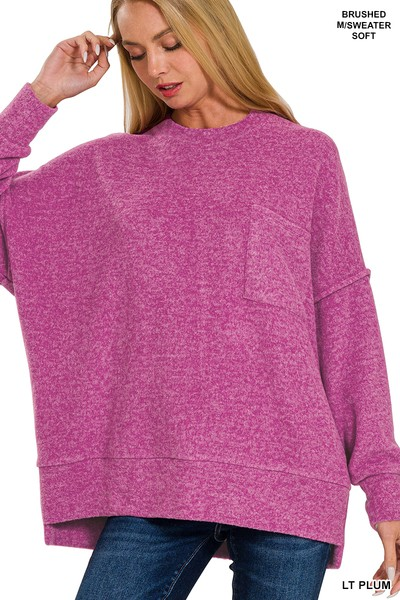 Brushed Melange Drop Shoulder Oversized Sweater-Sweaters-Stuffology Boutique-Stuffology - Where Vintage Meets Modern, A Boutique for Real Women in Crosbyton, TX