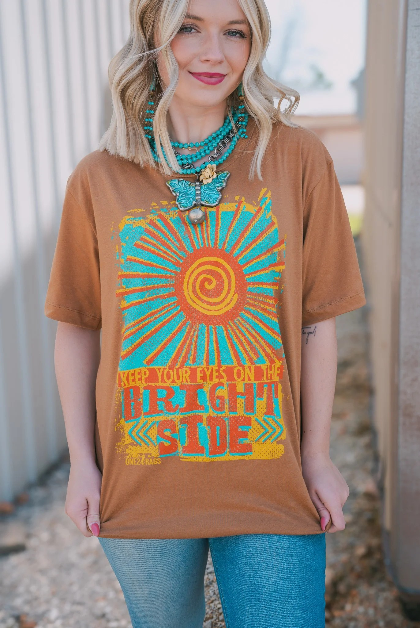 KEEP YOUR EYES ON THE BRIGHT SIDE GRAPHIC TEE / STUFFOLOGY BOUTIQUE-Graphic Tees-Stuffology Boutique-Stuffology - Where Vintage Meets Modern, A Boutique for Real Women in Crosbyton, TX