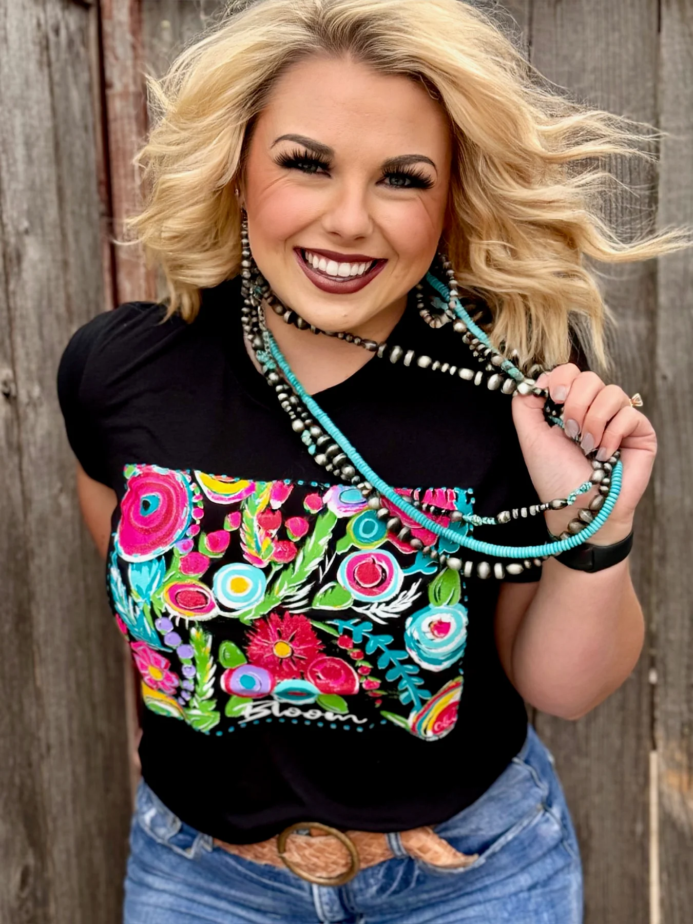Gorgeous Bloom Graphic Tee!! Boho Style!! - Stuffology Boutique-Graphic Tees-Texas True Threads-Stuffology - Where Vintage Meets Modern, A Boutique for Real Women in Crosbyton, TX