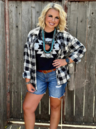 Classic Black and White Oversized Flannel Shirt /Stuffology Boutique-Flannel Shirt-Texas True Threads-Stuffology - Where Vintage Meets Modern, A Boutique for Real Women in Crosbyton, TX