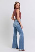 Judy Blue High Waist Boot Cut with Fray Hem-Jeans-Judy Blue-Stuffology - Where Vintage Meets Modern, A Boutique for Real Women in Crosbyton, TX