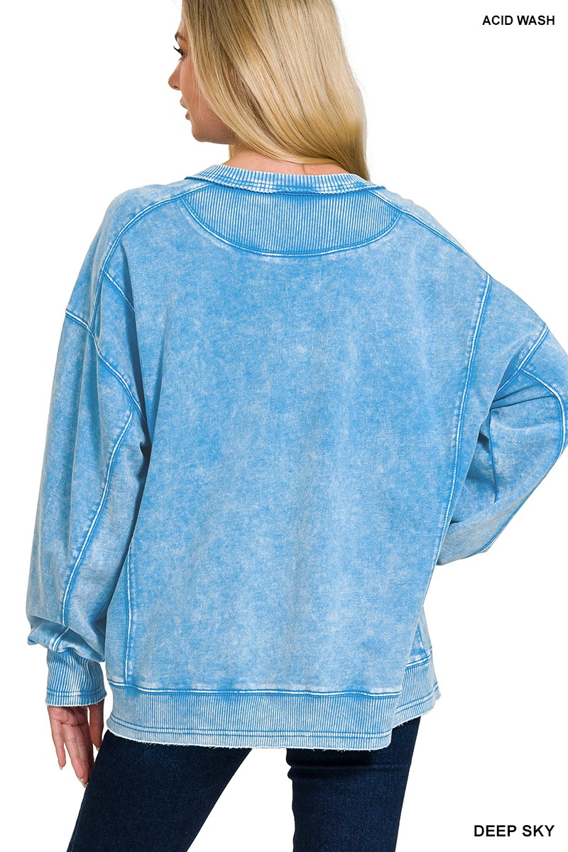 FRENCH TERRY ACID WASH PULLOVER /STUFFOLOGY BOUTIQUE-SWEATSHIRT-Stuffology Boutique-Stuffology - Where Vintage Meets Modern, A Boutique for Real Women in Crosbyton, TX