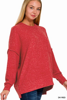 BRUSHED MELANGE DROP SHOULDER OVERSIZED SWEATER /STUFFOLOGY BOUTIQUE-Sweaters-Stuffology Boutique-Stuffology - Where Vintage Meets Modern, A Boutique for Real Women in Crosbyton, TX