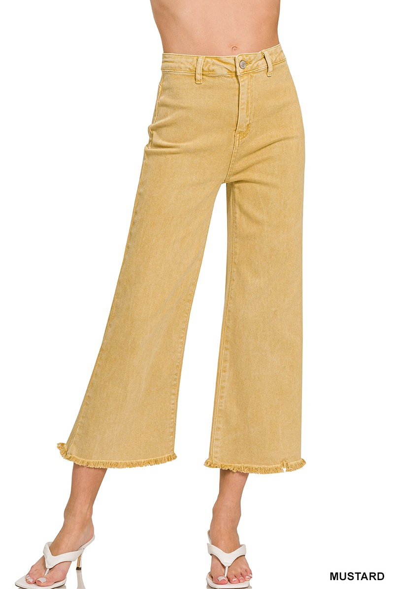 ACID WASHED HIGH WAIST FRAYED HEM STRAIGHT WIDE PANTS / STUFFOLOGY BOUTIQUE-Jeans-Zenana-Stuffology - Where Vintage Meets Modern, A Boutique for Real Women in Crosbyton, TX