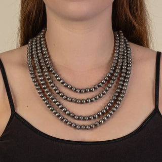 🌟 4-Strand Layered Pearl Bead Necklace — Silver or Copper-Necklaces-Stuffology Boutique-Stuffology - Where Vintage Meets Modern, A Boutique for Real Women in Crosbyton, TX
