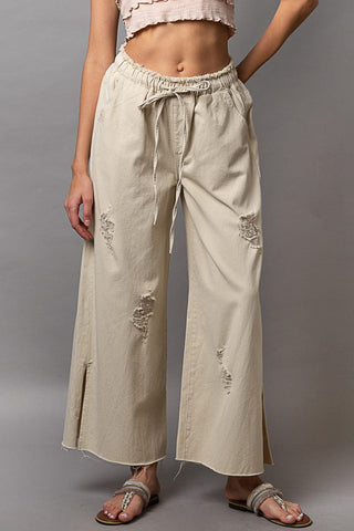 POL Clothing Wide Leg Drawstring Elastic Waist Denim Pants-Pants-Pol Clothing-Stuffology - Where Vintage Meets Modern, A Boutique for Real Women in Crosbyton, TX