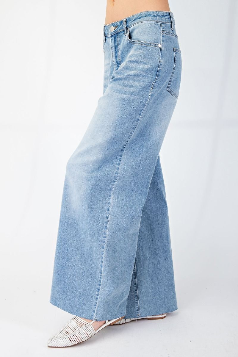 【BOK PLACE】Loose Fit Washing Summer Long Wide Denim Pt SOFT WASHED STRETCH WIDE LEG DENIM JEANS/STUFFOLOGY BOUTIQUE