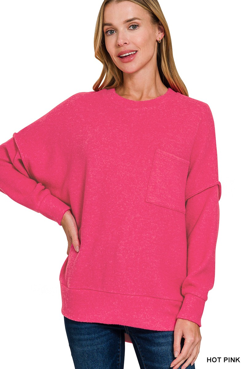 Brushed Melange Drop Shoulder Oversized Sweater-Sweaters-Stuffology Boutique-Stuffology - Where Vintage Meets Modern, A Boutique for Real Women in Crosbyton, TX