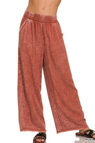 WASHED LINEN FRAYED HEM ELASTIC WAIST PANTS / STUFFOLOGY BOUTIQUE-Pants-ZENANA-Stuffology - Where Vintage Meets Modern, A Boutique for Real Women in Crosbyton, TX