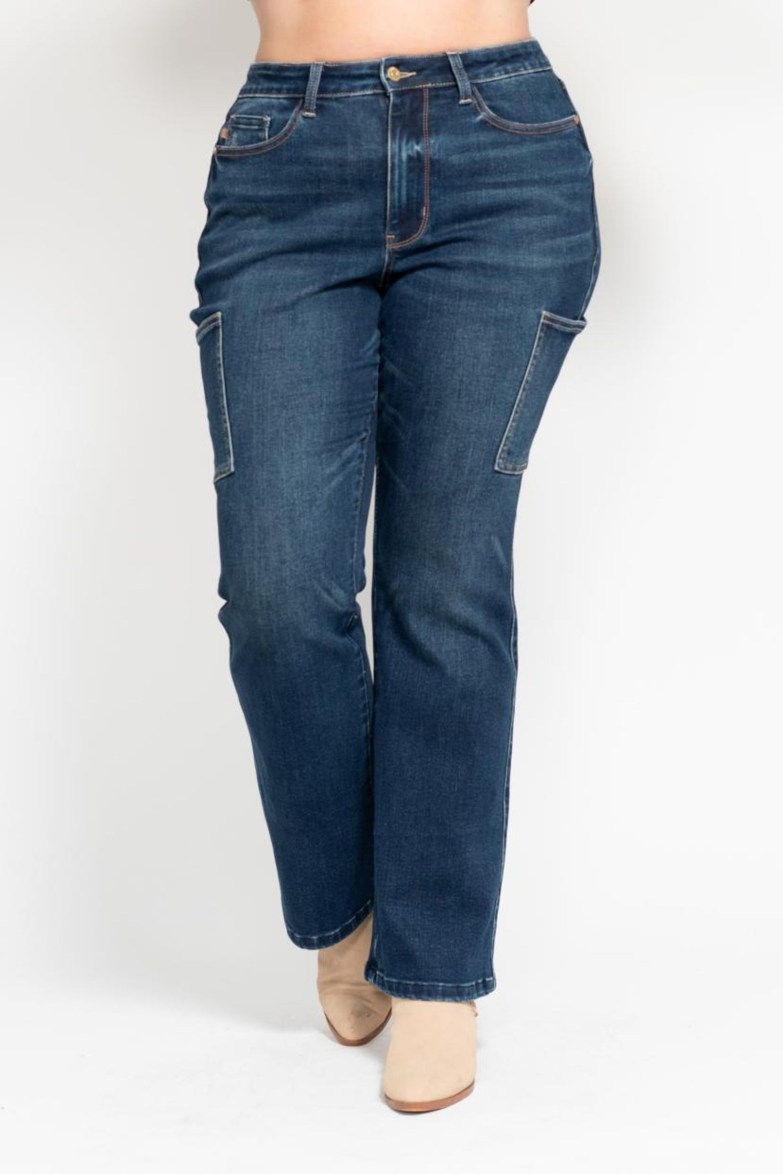 Plus Size Judy Blue High Waist Cargo Bootcut Jeans /Stuffology Boutique-Jeans-Stuffology Boutique-Stuffology - Where Vintage Meets Modern, A Boutique for Real Women in Crosbyton, TX