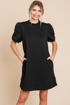 Black Textured Dress with Pockets / Stuffology Boutique-Dresses-Jodifl-Stuffology - Where Vintage Meets Modern, A Boutique for Real Women in Crosbyton, TX