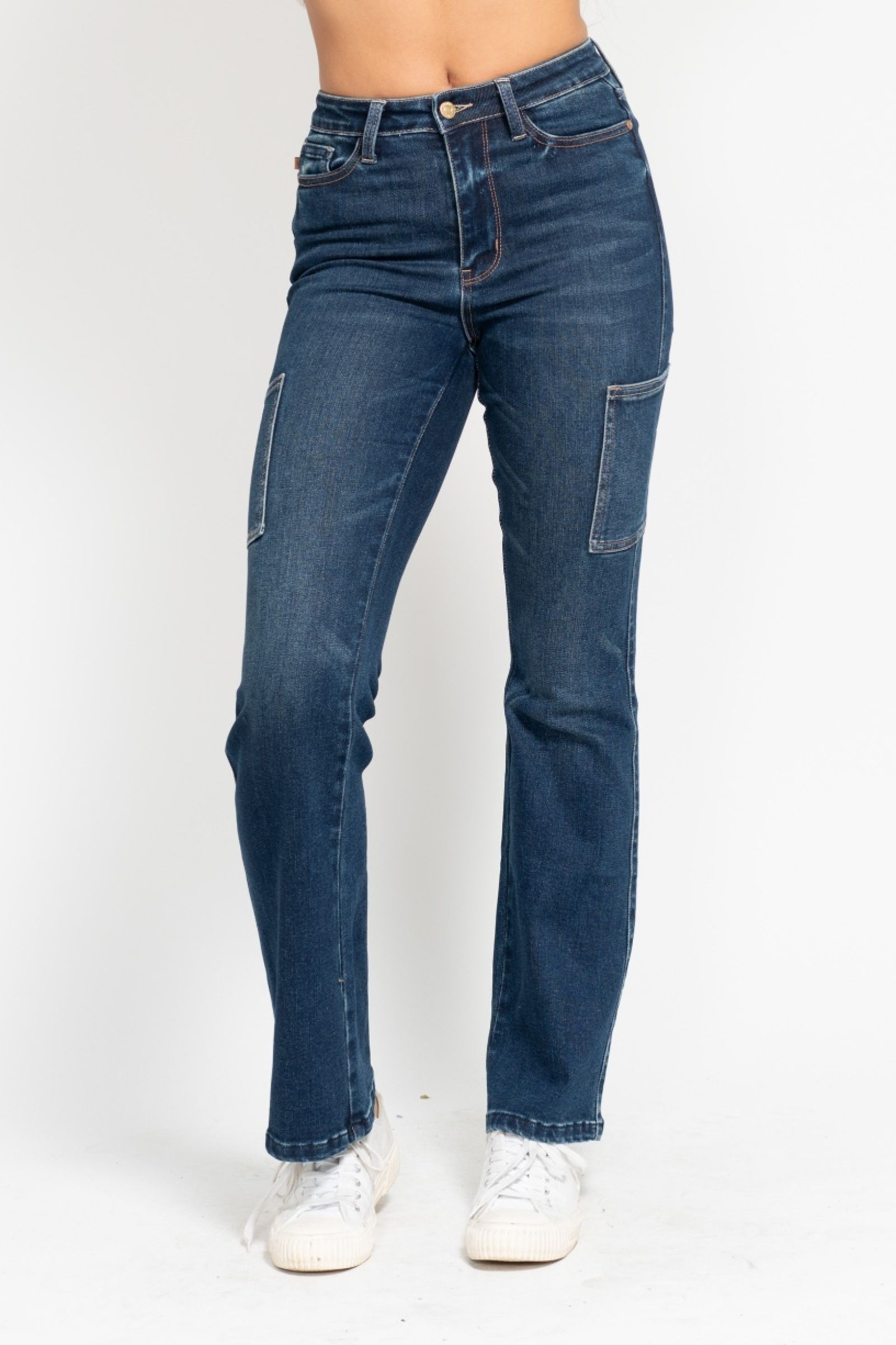 Judy Blue High Waist Cargo Bootcut JEans /Stuffology Boutique-Jeans-Stuffology Boutique -Stuffology - Where Vintage Meets Modern, A Boutique for Real Women in Crosbyton, TX