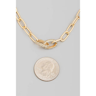 Gold Pave Chain Link Necklace | Stuffology Boutique-Necklaces-The Looks by Fame Accessories-Stuffology - Where Vintage Meets Modern, A Boutique for Real Women in Crosbyton, TX