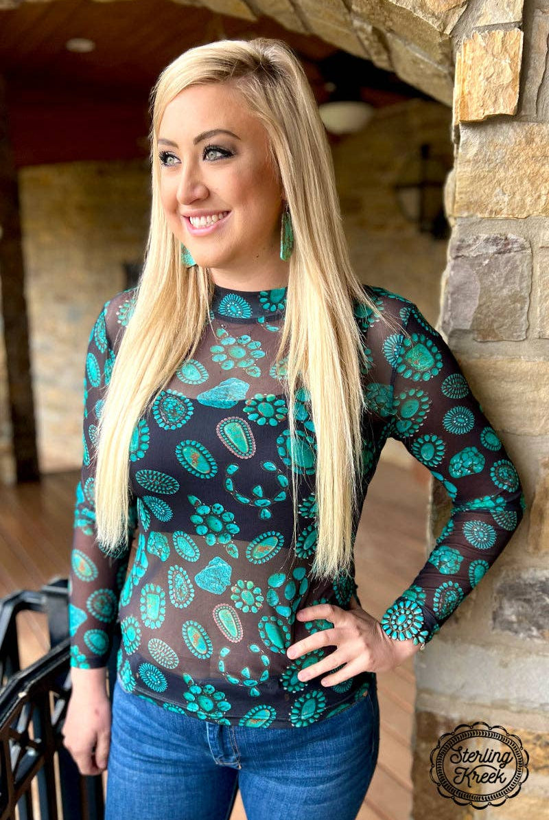 Forever In Turquoise Top | Stuffology Boutique-Long Sleeves-Sterling Kreek-Stuffology - Where Vintage Meets Modern, A Boutique for Real Women in Crosbyton, TX
