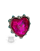 Hot Pink Rhinestone Heart Ring | Stuffology Boutique-Rings-Pink Panache Brands-Stuffology - Where Vintage Meets Modern, A Boutique for Real Women in Crosbyton, TX
